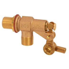 Robert Manufacturing R700L Series Bob Red Brass Tank Wall Mounted Bulkhead Float Valve with Locknut, Gasket and Viton Seals, 3/4" NPT Male Straight Inlet x 3/4" NPT Male Outlet, 39.9 gpm at 85 psi Pressure
