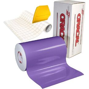 ORACAL 651 High Gloss Craft Adhesive Vinyl 15ft x 1ft Roll w/Free 12" x 24" Roll of Transfer Paper and Hard Yellow Detailer Squeegee (Turquoise)