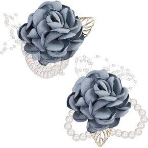 CROWN GUIDE Crownguide Rose Wedding Wrist Boutonniere Corsage Set Fake Flower Bridal Corsage Bracelet for Bridesmaid Décor Womens