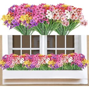 treknature 12 Bundles Artificial Flowers Artificial Greenery Shrubs Artificial Plants Fake Flowers Planter for Spring Summer Indoor Outdoor Window Box Kitchen Home Decor