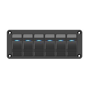 Waterproof 6 Gang Marine Rocker Switch Panel Aluminum Toggle Switch Panel 24V 12V RV Light Swicth Panel 3 Pin On-Off Blue Led Pre-Wired Switch Panel for Car Boat UTV ATV Golf Cart Can Am IP68