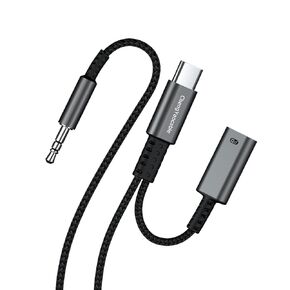 USB C to 3.5mm Aux Cord for Car with Charging 4FT,2-in-1 USB-C to Headphone Audio Jack Adapter and Charger,Type C aux Cable dongle for iPhone 15 Pro Max,Samsung Galaxy S24 S23 A53(4FT)