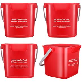 Yaomiao 4 Pcs Cleaning Bucket 3 Quart Small Sanitizing Square Bucket Detergent Pail with Measurements Spout and Handle for Home Commercial Use Restaurant Kitchen Office School (Green)