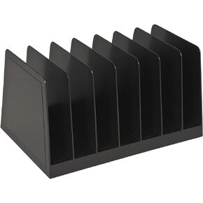 1InTheOffice Desktop File Organizer Vertical, Mail Organizer, 7 Compartments Office File Sorter, 4-3/4" H x 8-3/4" W x 5-1/2" D, Plastic, Black