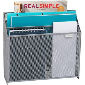 Mind Reader Vertical File Storage, Desktop Organizer, Wall Mount, Office, Metal Mesh, 12.5" L x 3.75" W x 11.5" H, Black
