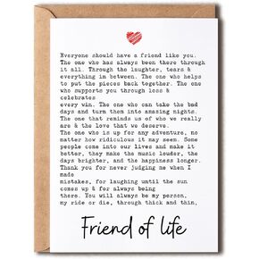 EirlysDesigns Best Friend Card - Thank You For Being In My Life - Friend For Life - Card For Special Friend - Recycled Card For Best Friend - Bestie Card, 5 x 7 inches