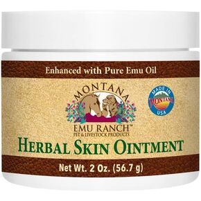 Montana Emu Ranch - Herbal Skin Ointment - 2 Ounce Jar - for Pet and Livestock - Made with Pure Emu Oil