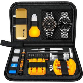 【2024 New】JOREST Watch Repair Tool Kit, Battery Replacement & Strap Adjustment, Wrench Opening Back Cover, Case Opener, Link Remover, Bracelet Resizing, Band Pin Removal, Screwdriver, Spring Bar
