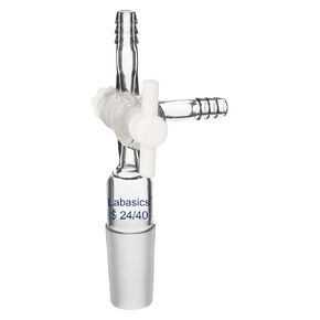 Labasics Vacuum Glass 3 Way Flow Control Adapter, Borosilicate Glass Adapter with Standard 24/40 Taper Joint and PTFE Stopcock for Laboratory