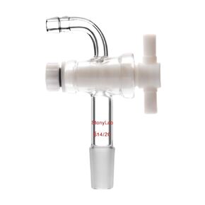 StonyLab Vacuum Flow Control Adapter with PTFE Stopcock, 24/40 Joint and Bent Hose Connection for Lab Supply