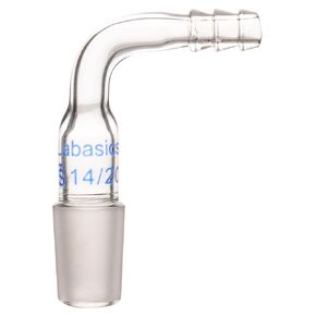 Labasics Glass Bent Inlet Adapter with 14/20 Male Glass Joint and 8mm Hose Connection Lab Glassware (14/20 Joint)