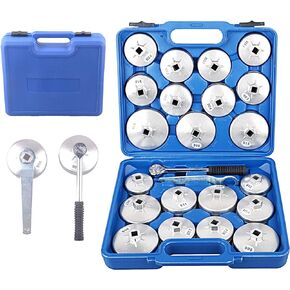 DAYUAN 23pcs Aluminum Alloy Cup Type Oil Filter Cap Wrench Socket Removal Tool Set 1/2" dr. with a Storage Case
