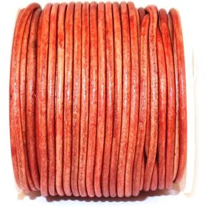 Cords Craft, Round Leather Cord 1.5mm, Leather Cording for Jewelry Making, DIY Craft Work, Genuine Leather Cords Necklace Making, Leather String Cord for Hobby Projects, 21.87 Yards (Natural Red)