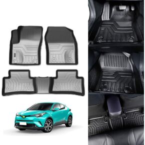 KUST 3D Floor Mats for Toyota C-HR 2018-2023 CHR All Weather Floor Carpet Liners TPE 2 Row Black Liner Set