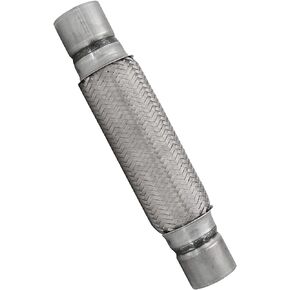 Exhaust Flex Pipe, 2.25"x8"x12" Overall Length Heavy Duty Stainless Steel Double Braid Flexible Tube
