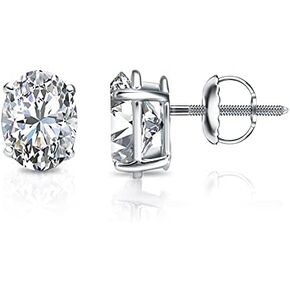 2/5 to 1 2/5 Carat Lab Grown Diamond Oval Shape Stud Earrings in 14k White or Yellow Gold (E-F, VS-SI, cttw) 4-Prong Basket Screw Back by Diamond Wish