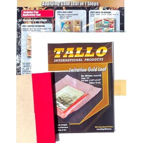 300pcs Imitation Gold Leaf, Europe Type, Includes Pick-up Tools and Apply Instructions, Gold Leaf foil Sheets for Art Crafts & Furniture Size 6-1/4" x 6-1/4" (16x16cm)