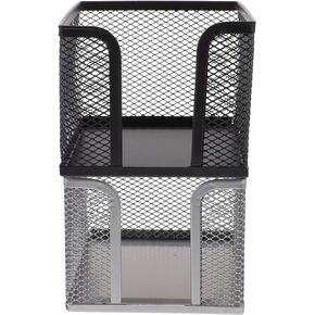 Mesh Sticky Notes Holder Desktop Paper Organizer 2Pcs Mesh Memo Holders Note Paper Holders Mesh Holder Notepad Containers Office Home Desk Organizers (Silver+Black) Metal Desk