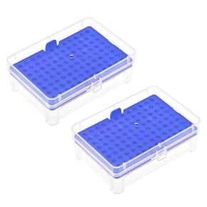 uxcell Pipette Tips Box 96-Well Polypropylene Tip Holder Container for 10ul Pipettor 4.5mm Hole Diameter Blue 2Pcs
