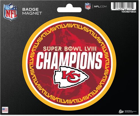 ريكو إندستريز NFL Football Kansas City Chiefs 2024 Super Bowl LVIII Champions مغناطيس دائري لعرضه على الثلاجة/المركبة/الخزانة in Kuwait