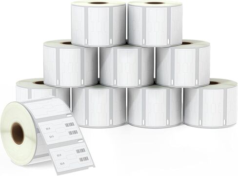 BETCKEY - ملصقات بديلة متوافقة مع DYMO 30299 (3/8 بوصة × 3/4 بوصة) للمجوهرات/بطاقة السعر 2-up Barbell - متوافقة مع كاتب الملصقات DYMO 450، 4XL، 400، 330 والمزيد [لفة واحدة] in Kuwait