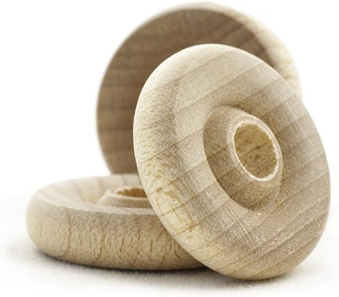 عجلة ألعاب خشبية صغيرة مقاس 3/4 بوصة، وسمك 3/16 بوصة - فتحة 3/16 بوصة - من CraftpartsDirect.com | 50 حزمة in Kuwait