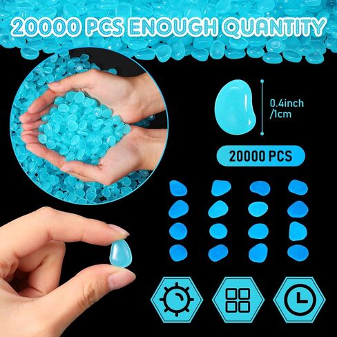 Landical 20000 Pcs Glow in The Dark Rocks Bulk Blue Garden Glow Rocks Outdoor Garden Glow in The Dark Pebble Glow in The Dark Stone for Walkway Backyard Landscaping Fish Tank Plant Decor in Saudi Arabia