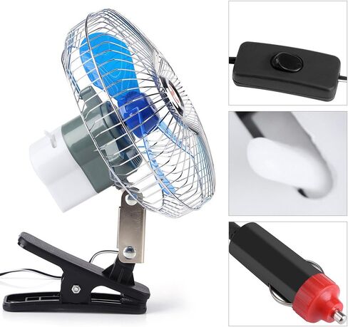 fo sa Car Oscillating Fan,Vehicle mounted Swing Fan,Car Portable Mini Fan, Small 180 Degree Rotating Adjustable Vehicle Clip On Cooling Oscillating Fan,12V 25W,22CM,1.4M,55.12inch in Saudi Arabia