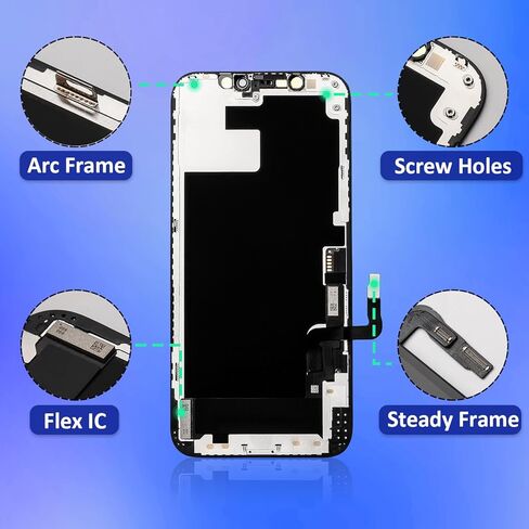 مجموعة استبدال شاشة Brinonac لهاتف iPhone 12/12 Pro، شاشة LCD Retina LCD كاملة الدقة مقاس 6.1 بوصة، مجموعة محول رقمي لشاشة اللمس COF مع أدوات إصلاح، لاصق مقاوم للماء، زجاج مقسى in Kuwait