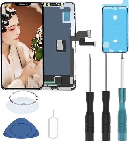 لهاتف iPhone X 10 مقاس 5.8 بوصة، مجموعة شاشة LCD بديلة كاملة للإصلاح مع أدوات إصلاح مجانية، لاصق إطار مقاوم للماء باللون الأسود in Kuwait