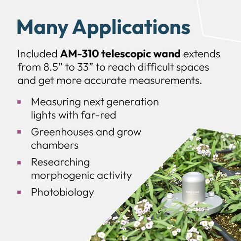 MQ-610: 400-750 nm ePAR Quantum Meter Bundle w/AM-330 Telescopic Sensor Wand - Meter for Extended Range LED Greenhouse Grow Lights, Sunlight, and Plant Care in Saudi Arabia