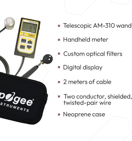 MQ-610: 400-750 nm ePAR Quantum Meter Bundle w/AM-330 Telescopic Sensor Wand - Meter for Extended Range LED Greenhouse Grow Lights, Sunlight, and Plant Care in Saudi Arabia
