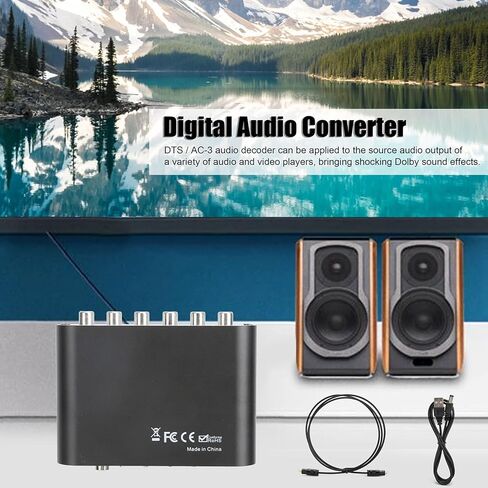 5.1CH DTS Dolby Converter 4K Audio Extractor Audio Decoder Audio Converter Digital Audio Converter Output Coax Optical to Analog Audio for HomeConcert HallCinema (المضيف + USB + الألياف الضوئية) in Saudi Arabia