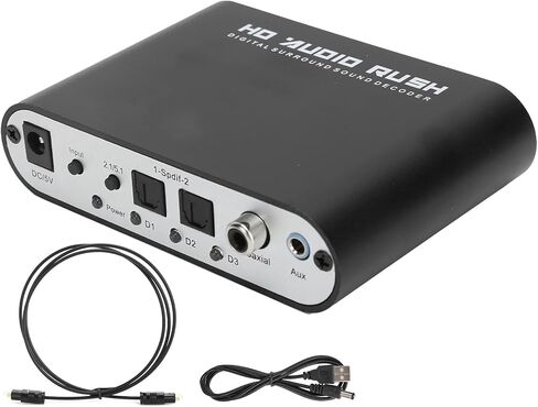 5.1CH DTS Dolby Converter 4K Audio Extractor Audio Decoder Audio Converter Digital Audio Converter Output Coax Optical to Analog Audio for HomeConcert HallCinema (المضيف + USB + الألياف الضوئية) in Kuwait