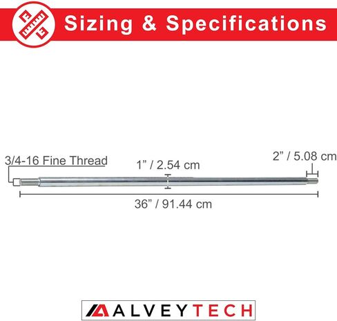 AlveyTech قضيب محور فولاذي مقاس 40 بوصة × 1 بوصة مع خطوة لأسفل مقاس 1 بوصة إلى 3/4 بوصة وخيط رفيع 3/4-16 - عمود بمفتاح 1/4 بوصة للكهرباء/الغاز ATV، Go-Kart، Quad، Cart/Trails ، تناسب مجموعة عجلة المحور المباشر الأمامية والخلفية in Saudi Arabia