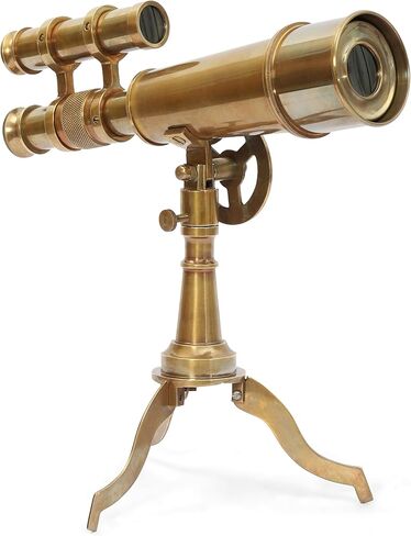AL QAYIM Vintage Brass Spyglass Telescope with Tripod Stand - Antique Handheld Nautical Decor for Adults - Authentic Brass Pirate Spyglass & Tabletop Telescope - Table Decor Gift in Kuwait