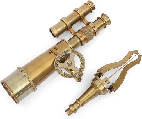 AL QAYIM Vintage Brass Spyglass Telescope with Tripod Stand - Antique Handheld Nautical Decor for Adults - Authentic Brass Pirate Spyglass & Tabletop Telescope - Table Decor Gift in Kuwait