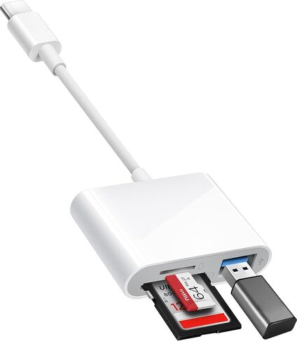 قارئ بطاقة SD USB C لجهاز iPhone 15/Mac/iPad Pro، قارئ بطاقة SD 3 في 1 USB C مع منفذ USB Thunderbolt إلى SD TF قارئ بطاقة الذاكرة لجهاز MacBook Pro/Air iMac M1 M2 Galaxy S22 S23 in Kuwait