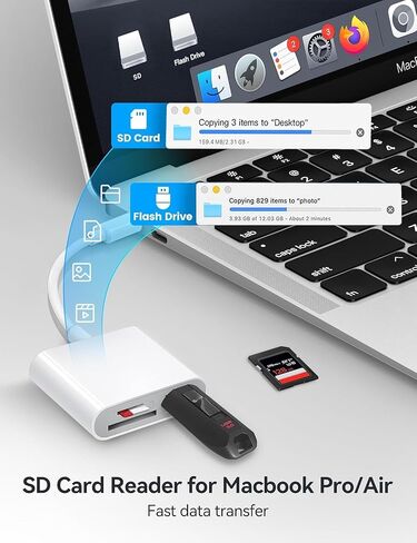 قارئ بطاقة SD USB C لجهاز iPhone 15/Mac/iPad Pro، قارئ بطاقة SD 3 في 1 USB C مع منفذ USB Thunderbolt إلى SD TF قارئ بطاقة الذاكرة لجهاز MacBook Pro/Air iMac M1 M2 Galaxy S22 S23 in Kuwait