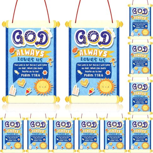 Peryiter 24 Pcs Christian Crafts for Kids God Always Love Us Scroll Sign Craft Kit DIY Religious Crafts Felt Sunday School Crafts Bible Crafts for Kids Home School Activities Art Craft Supplies in Saudi Arabia