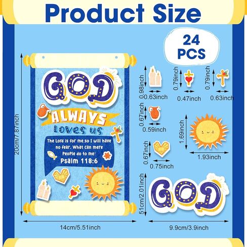 Peryiter 24 Pcs Christian Crafts for Kids God Always Love Us Scroll Sign Craft Kit DIY Religious Crafts Felt Sunday School Crafts Bible Crafts for Kids Home School Activities Art Craft Supplies in Saudi Arabia