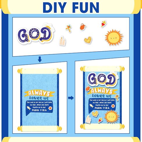 Peryiter 24 Pcs Christian Crafts for Kids God Always Love Us Scroll Sign Craft Kit DIY Religious Crafts Felt Sunday School Crafts Bible Crafts for Kids Home School Activities Art Craft Supplies in Saudi Arabia
