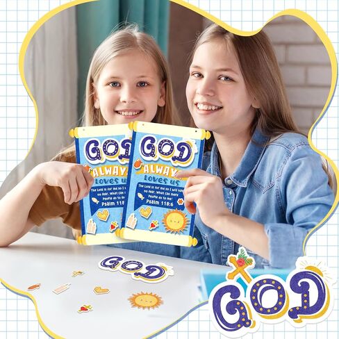 Peryiter 24 Pcs Christian Crafts for Kids God Always Love Us Scroll Sign Craft Kit DIY Religious Crafts Felt Sunday School Crafts Bible Crafts for Kids Home School Activities Art Craft Supplies in Saudi Arabia