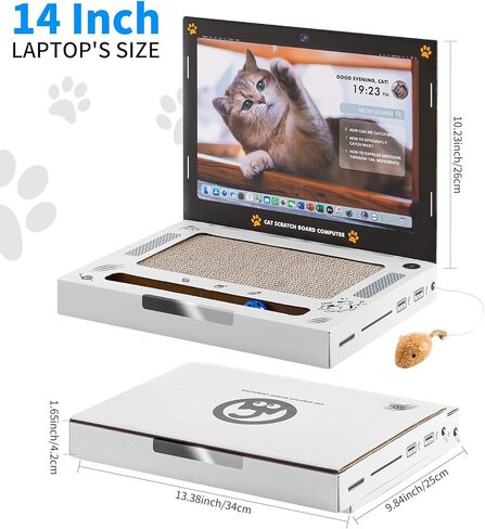 Morikey 4 in 1 Cat Scratcher، وسادة خدش للقطط لحماية الكمبيوتر المحمول، ألعاب هريرة مع ألعاب تفاعلية "ماوس" رقيق، عصا دعابة للقطط، كرة جرس للقطط، ملصقات الكمبيوتر المحمول/القطط العاملة على وسائل التواصل الاجتماعي in Kuwait