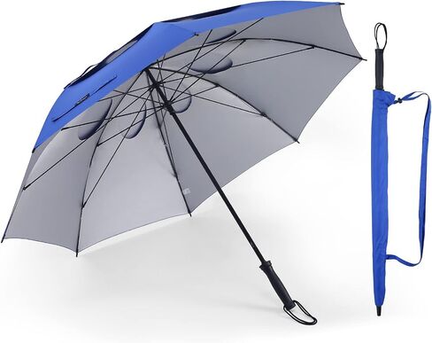 Doubwell Storm Proof Umbrella Sports Golf Umbrella 62 Inch Large Size Sturdy Umbrella UV Protection And Tested Resist Up 55 MPH Strong Wind For Men And Women (Orange) in Kuwait