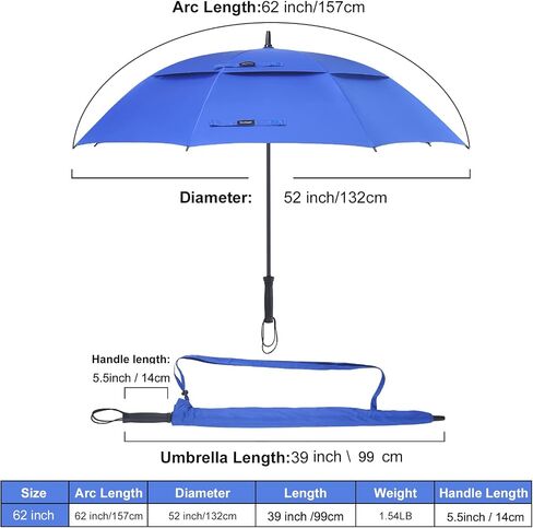 Doubwell Storm Proof Umbrella Sports Golf Umbrella 62 Inch Large Size Sturdy Umbrella UV Protection And Tested Resist Up 55 MPH Strong Wind For Men And Women (Orange) in Kuwait