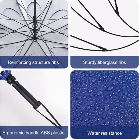 Doubwell Storm Proof Umbrella Sports Golf Umbrella 62 Inch Large Size Sturdy Umbrella UV Protection And Tested Resist Up 55 MPH Strong Wind For Men And Women (Orange) in Kuwait