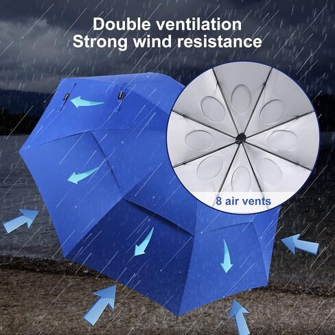 Doubwell Storm Proof Umbrella Sports Golf Umbrella 62 Inch Large Size Sturdy Umbrella UV Protection And Tested Resist Up 55 MPH Strong Wind For Men And Women (Orange) in Kuwait