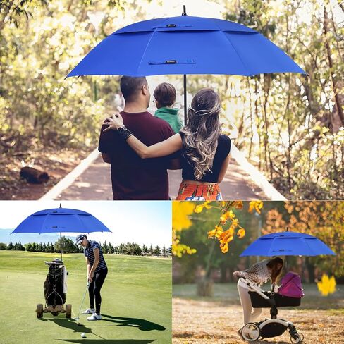 Doubwell Storm Proof Umbrella Sports Golf Umbrella 62 Inch Large Size Sturdy Umbrella UV Protection And Tested Resist Up 55 MPH Strong Wind For Men And Women (Orange) in Kuwait