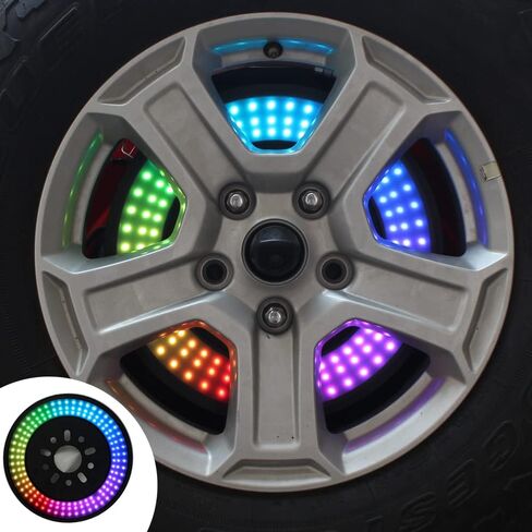 HOZAN RGB ضوء الإطارات الاحتياطية الملونة LED ضوء العجلة الأحمر ضوء الفرامل الثالث أضواء خلفية متعددة الألوان مع وحدة تحكم عن بعد لاسلكية RF متوافقة مع JK JL ضوء حلقة الديكور الرائع in Kuwait